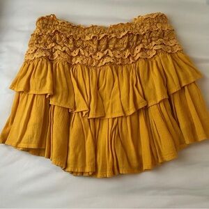 American Eagle Outfitters Mustard Ruffled Mini Skirt